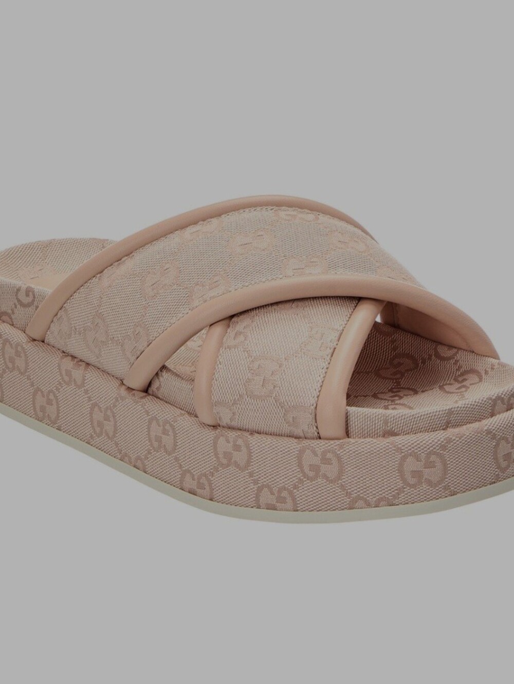Gucci Pink GG Canvas Cross-Strap Slide Sandals
